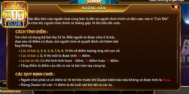 Xì dách Hitclub và các quy tắc về hạn mức điểm